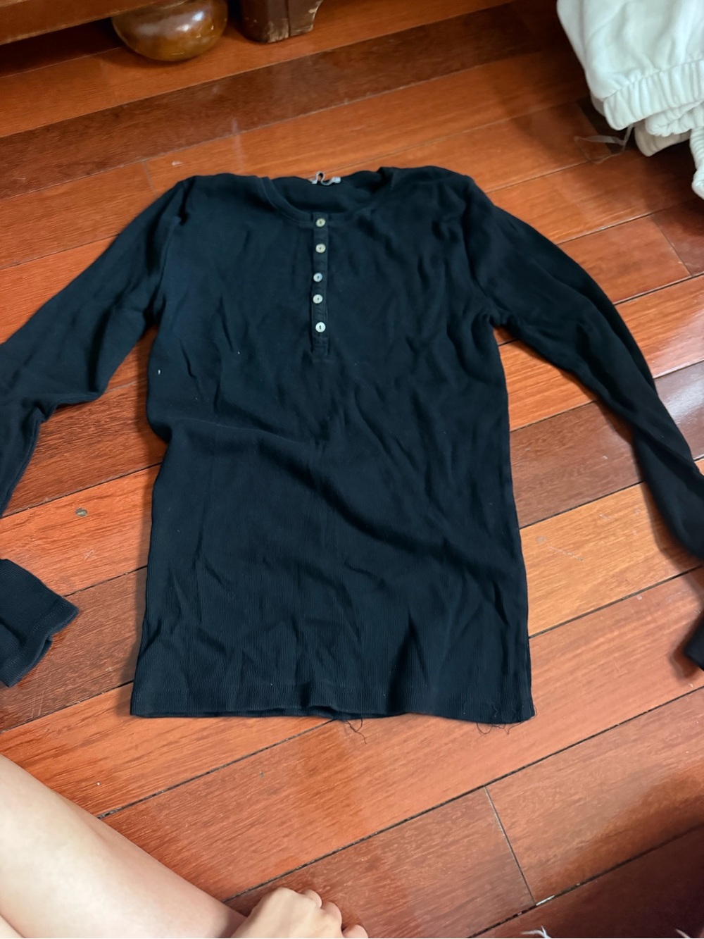 Zara Black Long-Sleeve Henley Top